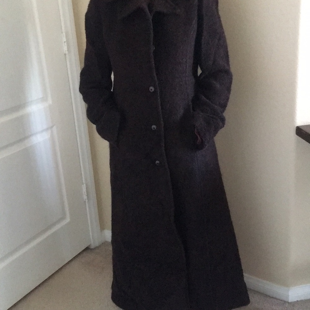 Dark eggplant vintage nubby trench coat